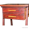 Close up of the drawer fronts showing the figured Jarrah used in their construction, along with the hand made Sheoak drawer handles and stringing 